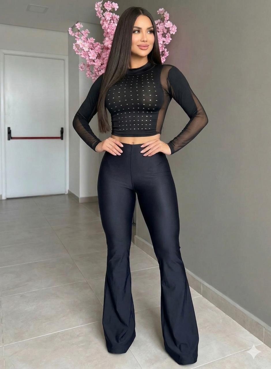 Conjunto Blusa brillos Y Pantalon
